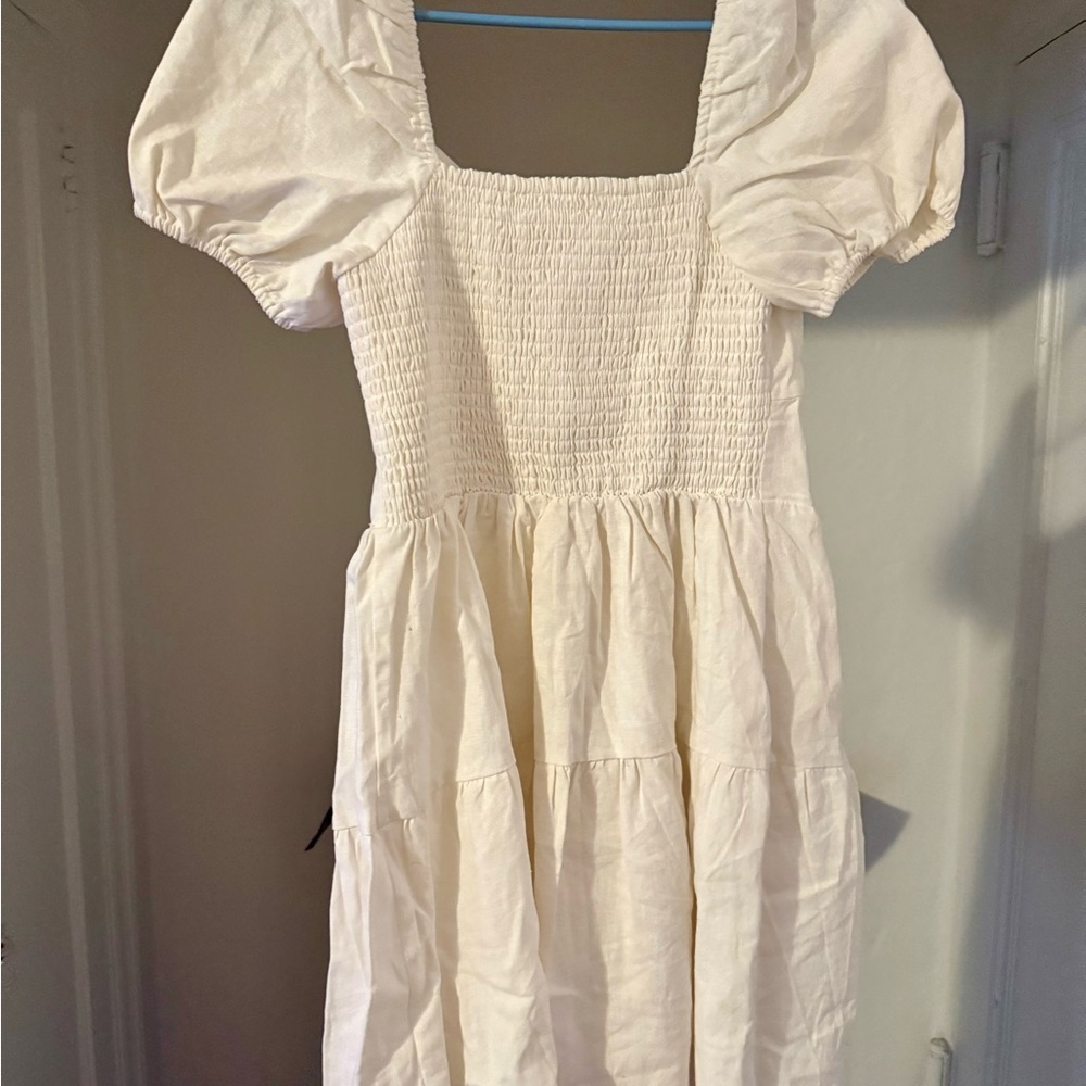House of Harlow 1960 MEDIUM linen blend white mini dress